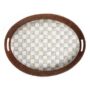 MacKenzie-Childs - Sterling Check Rattan & Enamel Party Tray