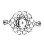 Sketch of a Cluster Halo Setting in an Engagement Ring