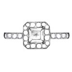 Sketch of a Square Halo Setting in an Engagement Ring