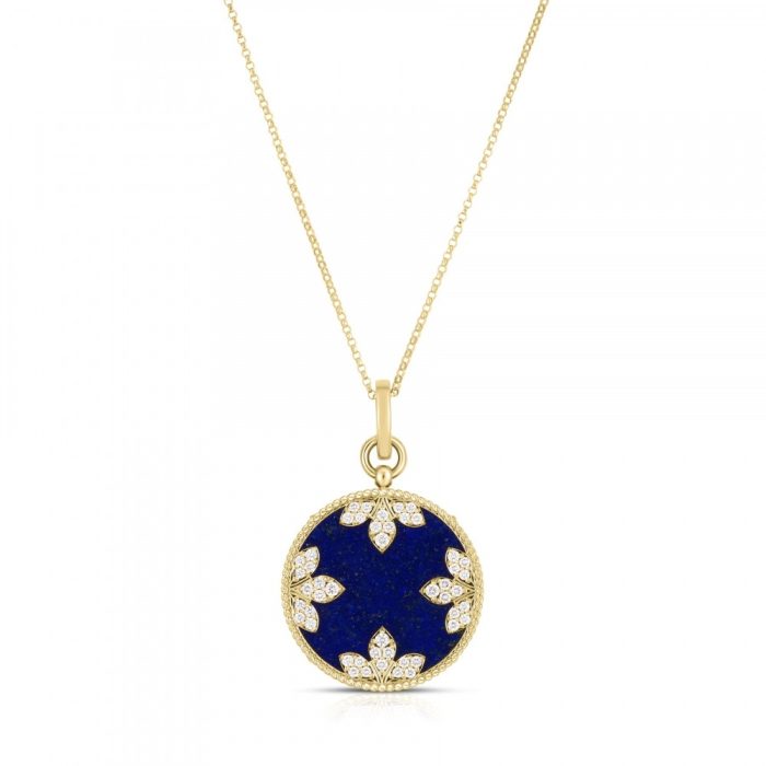 Roberto Coin Venetian Princess 18K Yellow Gold Diamond and Lapis Necklace