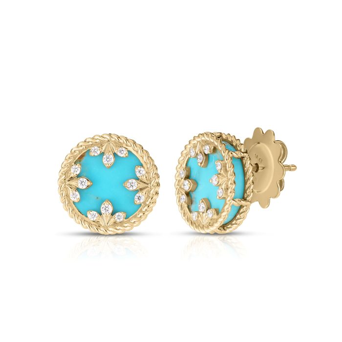 Roberto Coin Venetian Princess 18K Yellow Gold Diamond and Turquoise Earring